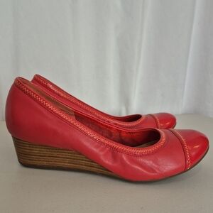 Cole Haan + Nike Air Red Leather Patent Cap Toe Milly Ballet Wedge Pump- Size 10